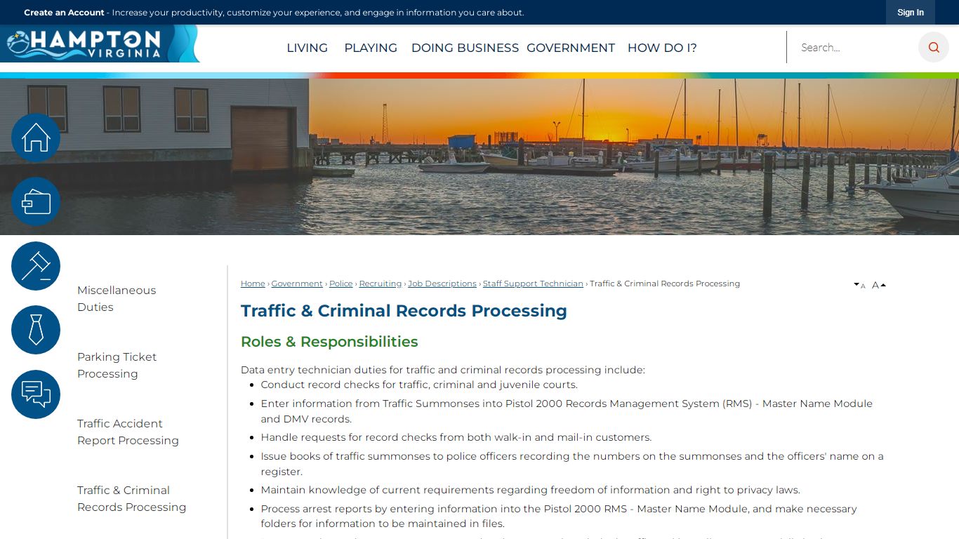 Traffic & Criminal Records Processing | Hampton, VA ...