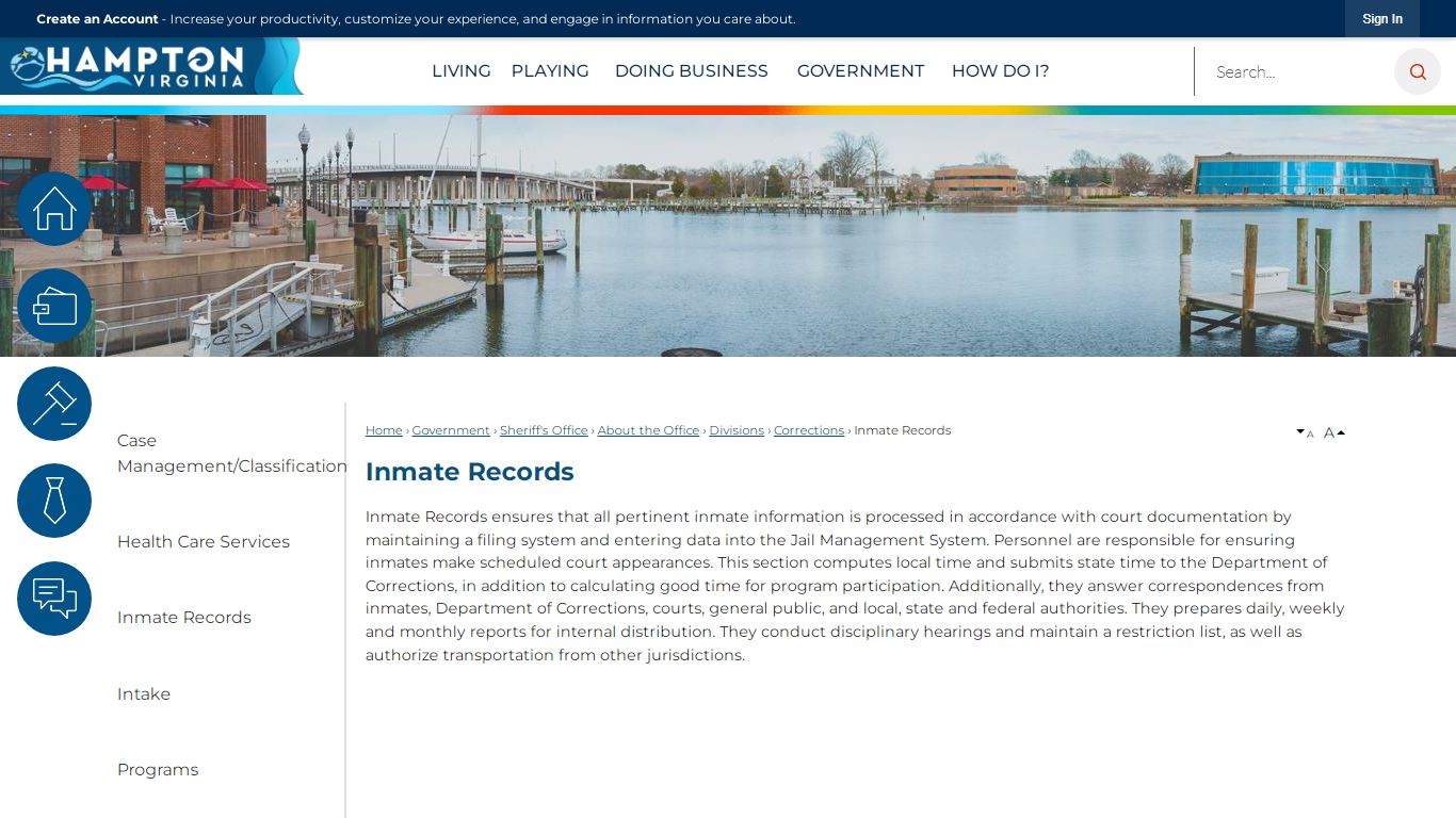 Inmate Records | Hampton, VA - Official Website