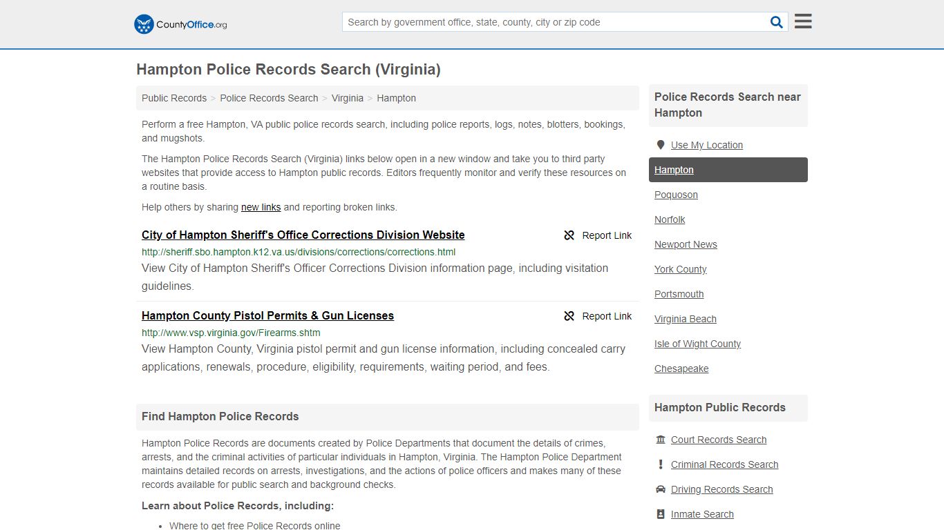 Police Records Search - Hampton, VA (Accidents & Arrest ...