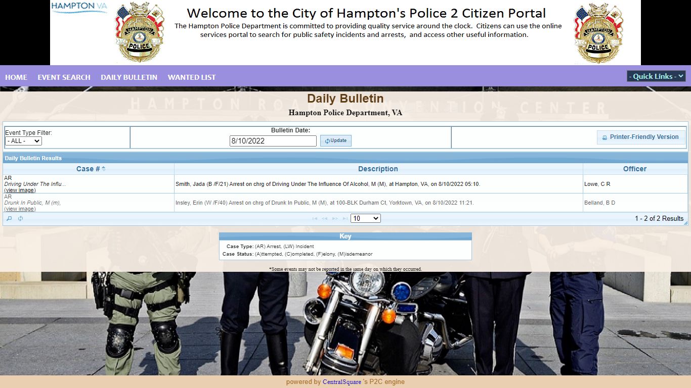 Hampton Police Department, VA P2C